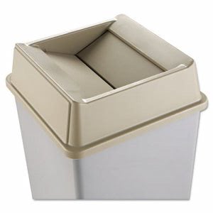 Rubbermaid 2664 Untouchable Square Swing Top Trash Can Lid, Beige (RCP 2664 BEI)