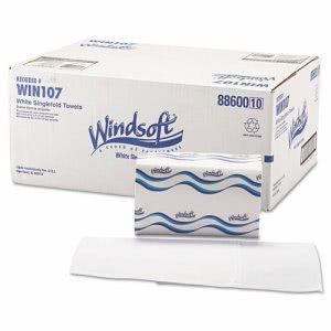 Windsoft 107 Singlefold Hand Towels, 1-Ply, White, 4,000 Towels (WIN 107)