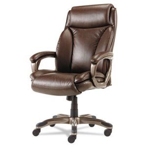 Alera® Executive High-Back Leather Chair, w/ Cushioning, Brown (ALEVN4159)