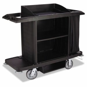 Rubbermaid 6189 Full Size Housekeeping Cart, Black (RCP 6189 BLA)