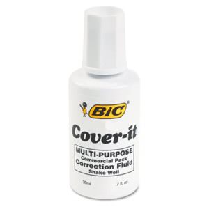 Bic Cover-It Correction Fluid, 20ml Bottle, White (BICWOC12WE)