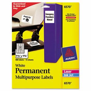 Avery Permanent ID Laser Labels, 1-1/4 x 1-3/4, White, 480/Pack (AVE6570)
