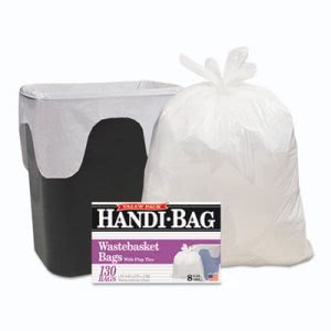 8 Gallon White Garbage Bags, 22x24, 0.6mil, 130 Bags (WBIHAB6FW130)