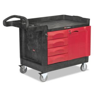 Rubbermaid TradeMaster One-Shelf Cart, 26-1/4 x 49 x 38, Black (RCP453388BLA)