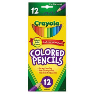 Crayola Colored Woodcase Pencils, 3.3 mm, Assorted Colors, 12/Set (CYO684012)