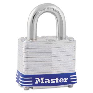 Master Lock Four-Pin Tumbler Lock w/2 Keys, Steel Body, Silver/Blue (MLK3D)