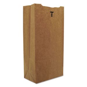 6-1//8 x 4.17 x 12-7//16 BAGGK8500 8# Paper Bag 500-Bundle Brown Kraft 35-Pound Base