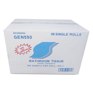 GEN Bath Tissue, 2-Ply, White, 500 Sheets/Roll, 96/Carton (GEN550)