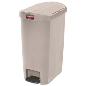 Rubbermaid 1883459 Resin Step-On Container, End Step, 13 gal, Beige (RCP1883459)