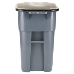 Rubbermaid 9W27 Brute 50 Gallon Rollout Trash Can With Lid, Gray (RCP9W27GY)