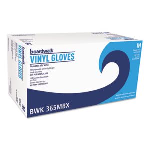 Boardwalk Disposable Vinyl Gloves, Clear, Medium, 4 mil, 100 Gloves (BWK365MBX)