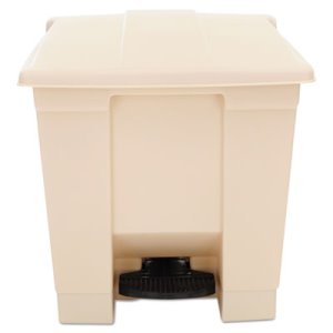 Rubbermaid Utility Step-On Waste Container, 8 Gallon, Beige, 1 Each (RCP6143BEI)