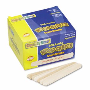 Chenille Natural Wood Craft Sticks, Jumbo Size, 6 x 3/4, 500 Sticks (PAC377601)