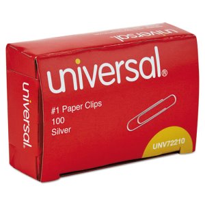 Universal Smooth Wire Paper Clips, Silver, 100 Paper Clips (UNV72210BX)