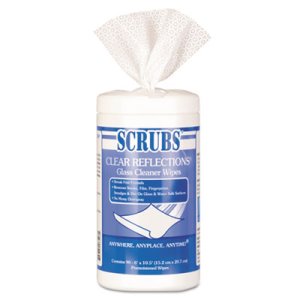 Scrubs Glass Cleaner Wipes, White, 90/Canister, 6 Canisters/CT (ITW98528CT)