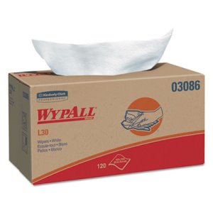 Kimberly Clark Wypall L30 Wipers Pop-Up Box, White, 1200 Wipers (KCC 03086)