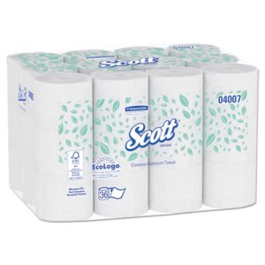 Scott Coreless Standard 2-Ply Toilet Paper Rolls, 36 Rolls (KCC04007)