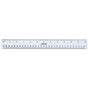 Universal Acrylic Plastic Ruler, 12", Stardard/Metric, Clear, Each (UNV59022)