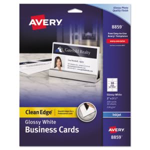 Avery® Two-Sided Printable Clean Edge Business Cards, 2 x 3 1/2, Glossy ...