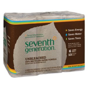 Seventh Generation Kitchen 2-Ply Paper Towels, Brown, 6 Rolls (SEV13737PK)