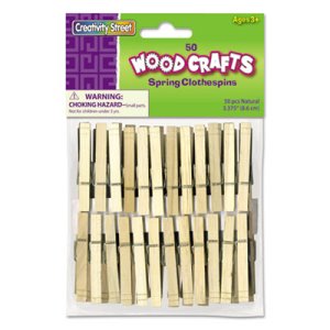 Creativity Street Wood Spring Clothespins, 50 Clothespins (PAC365801      )