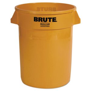 Rubbermaid Brute 32 Gallon Round Vented Trash Can, Yellow (RCP2632YEL)