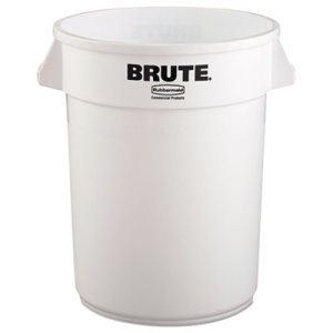 Rubbermaid Brute 32 Gallon Round Vented Trash Can, White (RCP2632WHI)