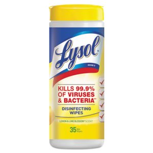 Lysol Disinfecting Wipes, Lemon & Lime, 35 Wipes/Canister, 12/Ctn (RAC81145CTN)