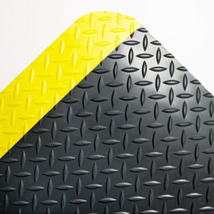 Crown Deck Plate Anti-Fatigue Mat, Vinyl, 24 x 36, Black/Yellow (CWNCD0023YB)