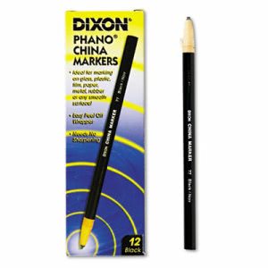 Dixon China Marker, Black, Nontoxic, Paper-wrapped, 12 Markers (DIX00077)