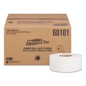 Marcal Pro Bathroom Tissue, 2-Ply, 1000 ft/Roll, White, 12 Rolls (MRC60101)
