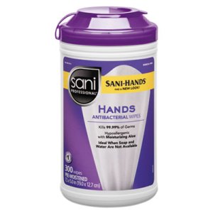 Sani Antibacterial Wipes, 7.5 x 5, White, 300 Wipes/Canister, Each (NICP44584EA)