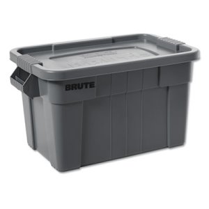 Rubbermaid BRUTE Tote with Lid, 27.5 x 16.75 x 10.75, Gray, Each (RCP9S30GRAEA)