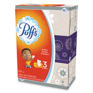 Puffs Facial Tissue, 2-Ply, Air-Fluffed, White, 3 Boxes (PGC87615PK)