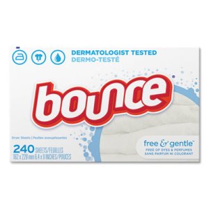 Bounce Free & Gentle Fabric Softener Dryer Sheets, Unscented, 6 Boxes (PGC24684)