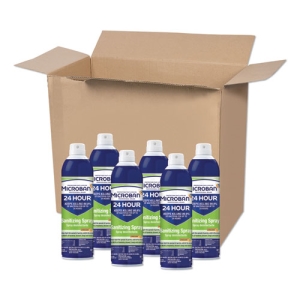 Microban 24 Hour Disinfectant Sanitizing Spray, 15 oz, Citrus, 6 Cans (PGC30130)