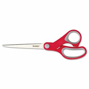 Scotch Multi-Purpose Scissors, Pointed, 7" L, 3-3/8" Cut, Red/Gray (MMM1427)