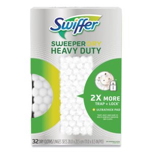 Swiffer Heavy-Duty Dry Refill Cloths, White, 11 x 8.5, 32/Pack (PGC77198)