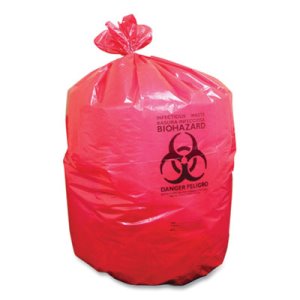 Coastwide 33 Gal Biohazard Can Liners, 33" x 39", Red, 150/Carton (CWZ342592)