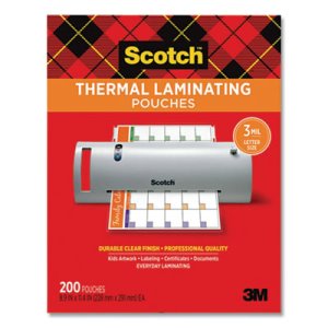 Scotch Letter Size Thermal Laminating Pouches, 200/Pack (MMMTP3854200)