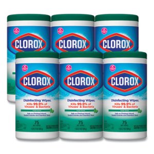 Clorox 01656 Disinfecting Wet Wipes, Fresh Scent, 6 Canisters (CLO01656)