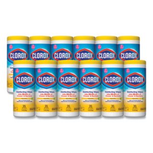 Clorox 01594 Disinfecting Wet Wipes, Lemon Scent, 12 Canisters (CLO01594CT)