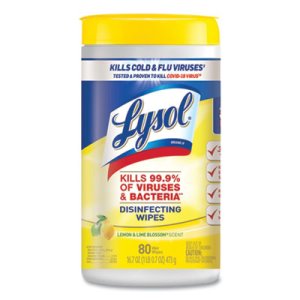 Lysol Disinfectant Wipes, Lemon & Lime Blossom, 6 Canisters (RAC77182CT)