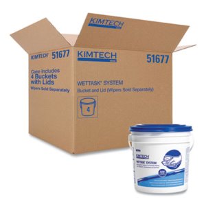 Kimtech WetTask Wiper Bucket, White/Blue, 4/Carton (KCC51677)