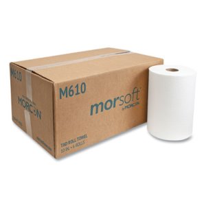 Morcon 10 Inch TAD Roll Towels, 1-Ply, 10" x 500 ft, White, 6 Rolls (MORM610)
