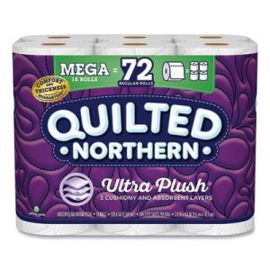 Quilted Northern Ultra Plush Bathroom Tissue, Mega Rolls, 18 Rolls (GPC874685)
