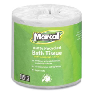 Marcal Standard 2-Ply Toilet Paper Rolls, 100% Recycled, 48 Rolls (MRC6079)