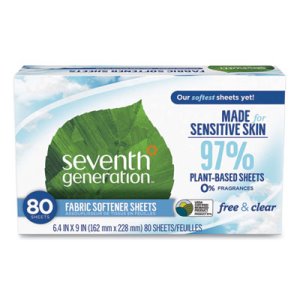 Seventh Generation Unscented Natural Fabric Softener Sheets, 80/Box (SEV22787BX)