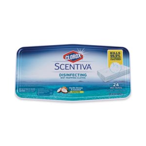 Clorox Scentiva Disinfecting Wet Mopping Cloths, Pacific Breeze and Coconut, 24/Pack (CLO32034)