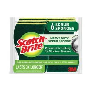 Scotch-Brite™ Heavy-Duty Scrub Sponge, Green/Yellow, 6/Pack (MMM426)